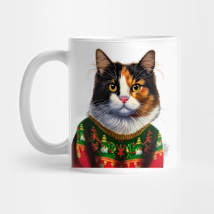 Cat  Wearing Christmas Sweater Mug